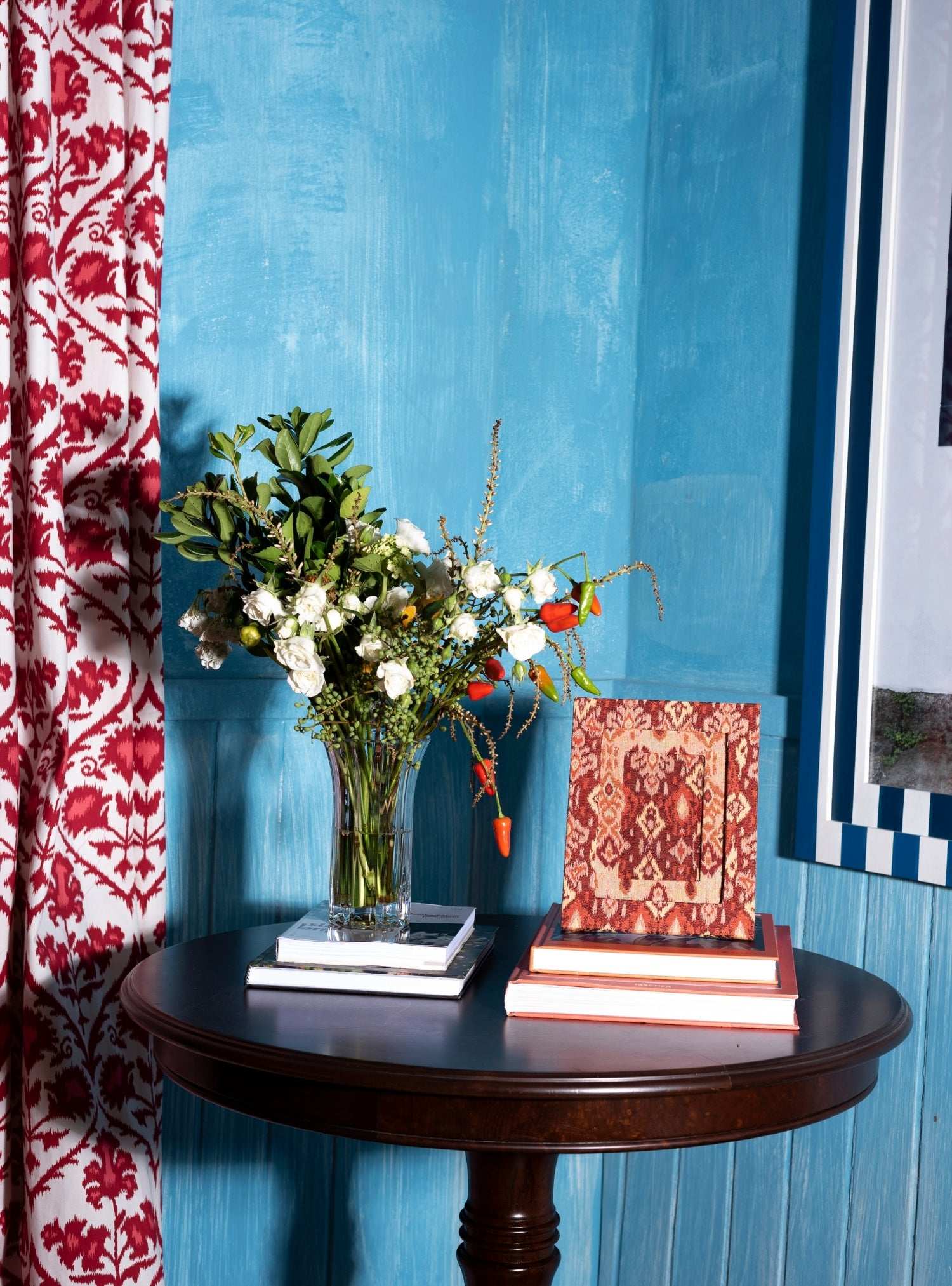 Porta-retrato Ikat Vermelho Jacquard