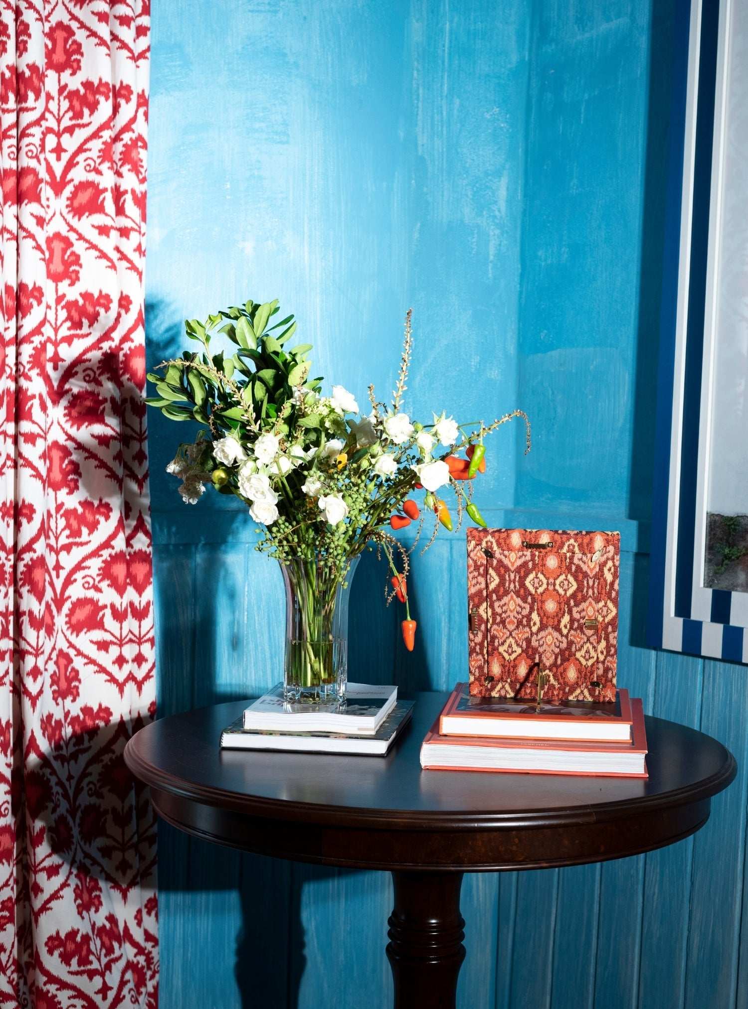 Porta-retrato Ikat Vermelho Jacquard