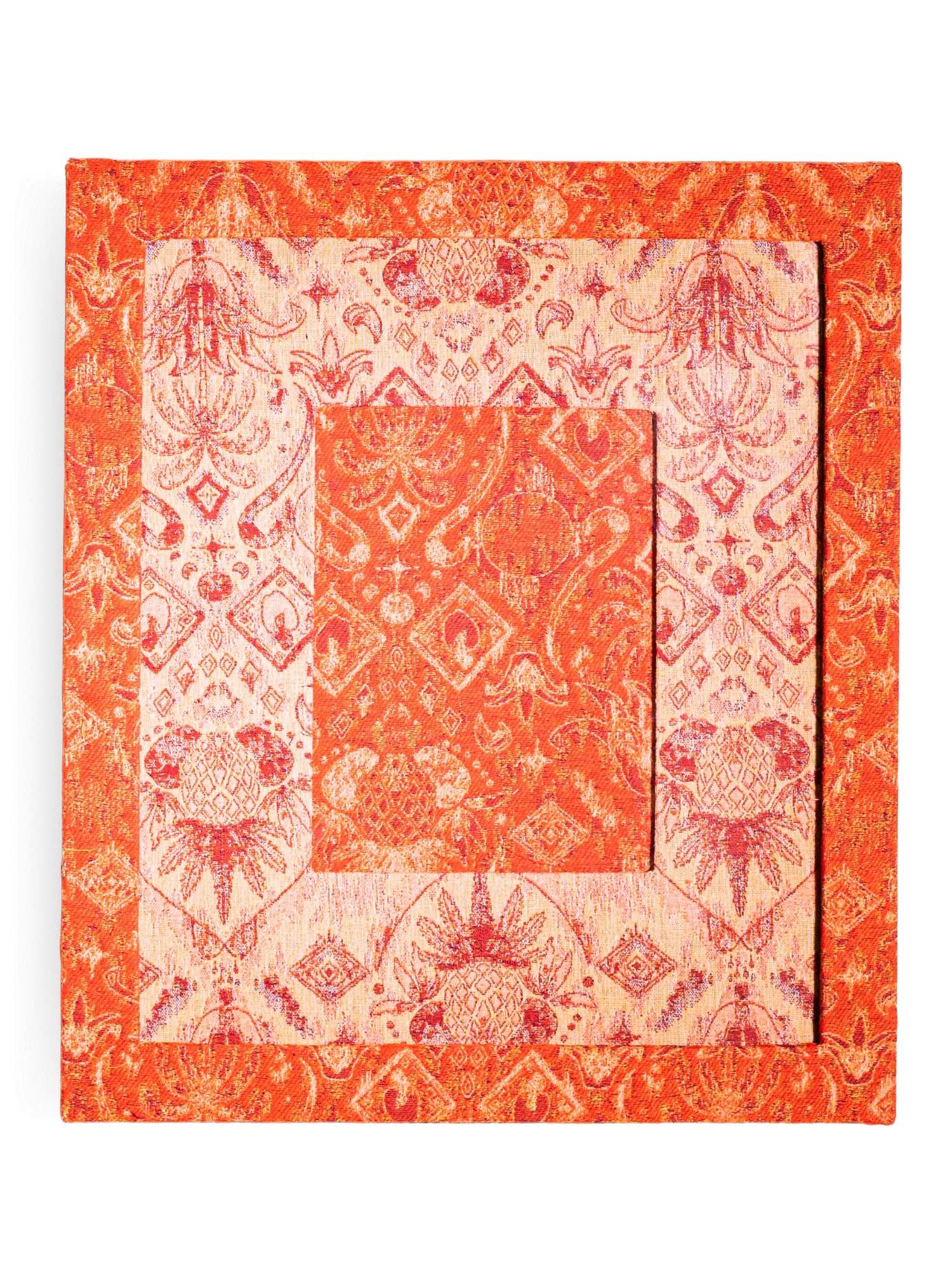 Moldura Ikat Tropical Laranja Jacquard