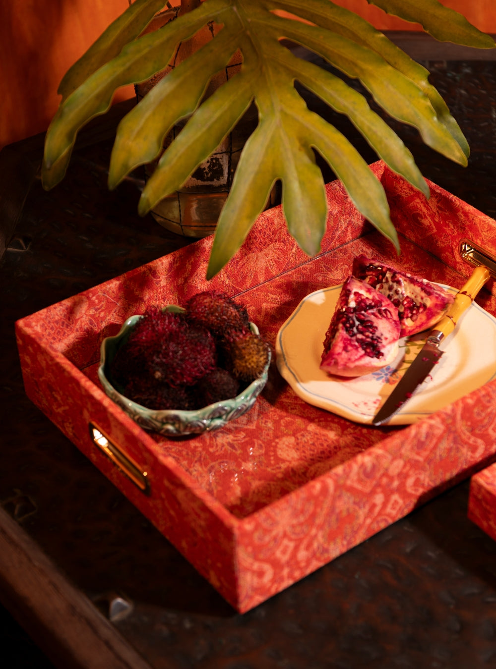 Bandeja Ikat Tropical Laranja Jacquard