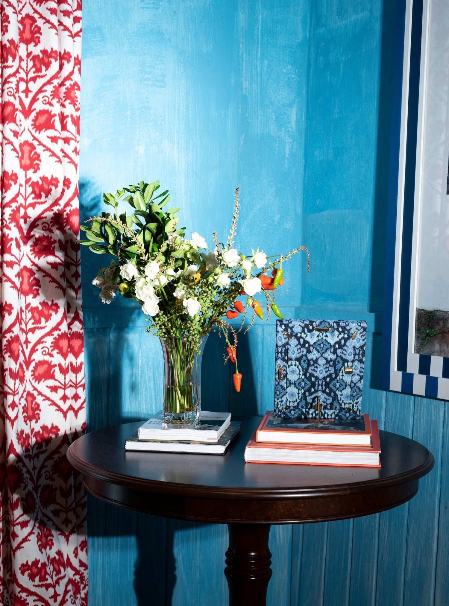Porta-retrato Ikat Azul Jacquard