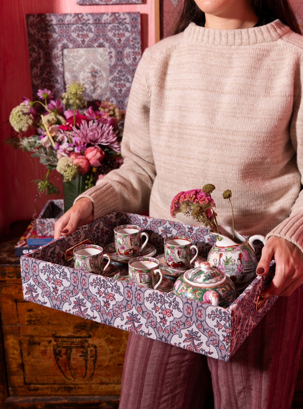 Bandeja Damassé Lilás