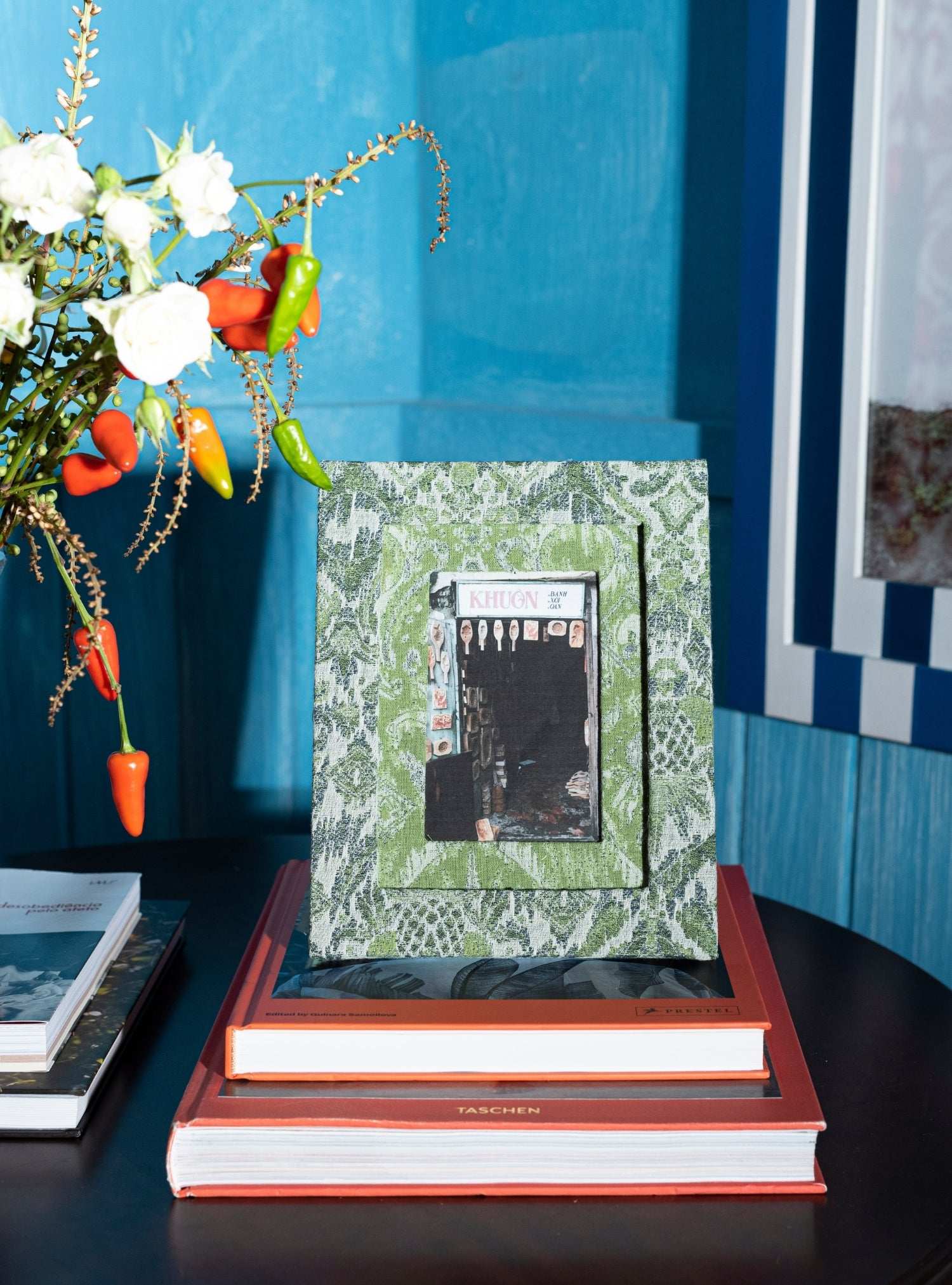 Porta-retrato Ikat Tropical Verde Jacquard