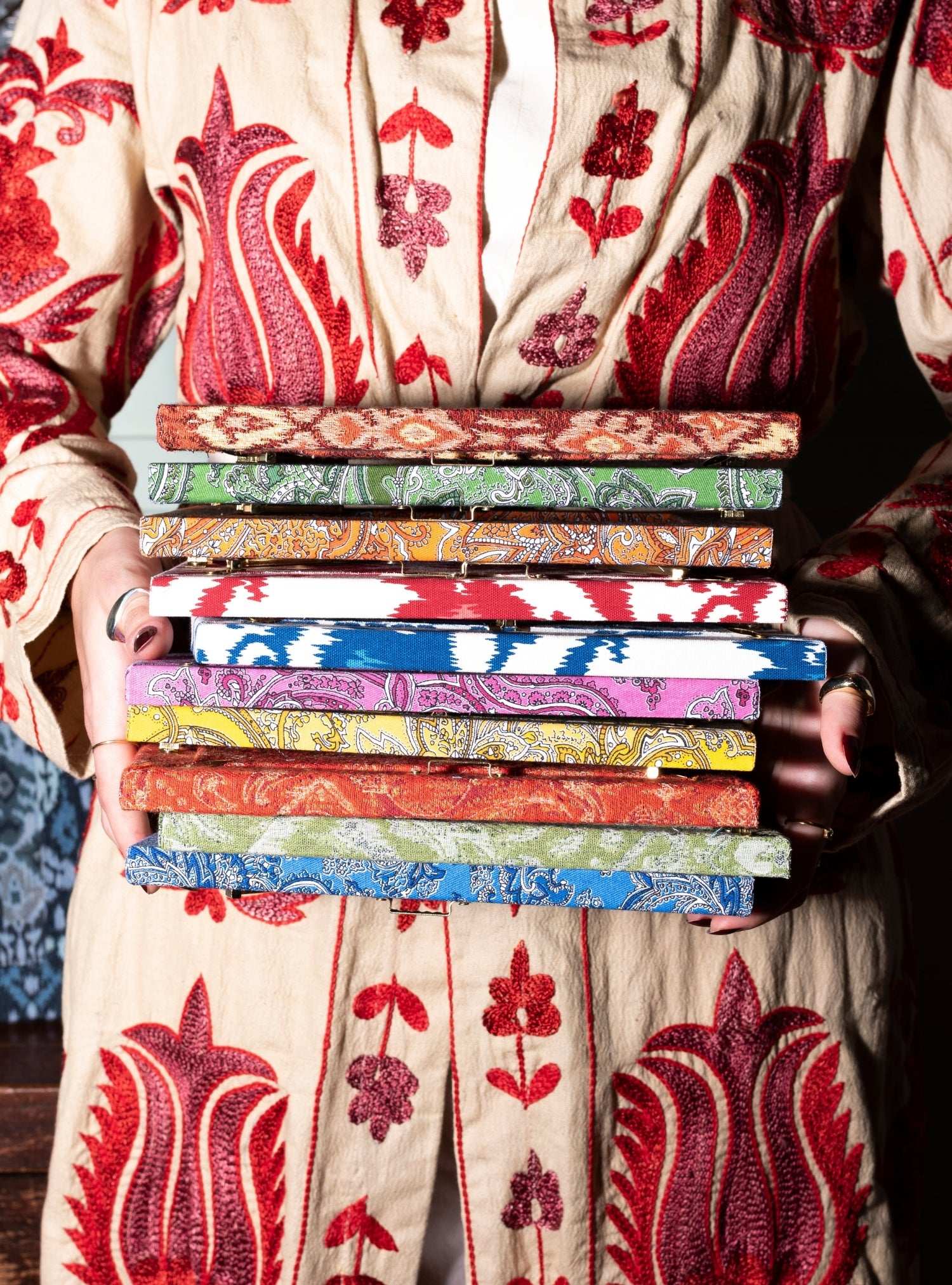 Porta-retrato Ikat Tropical Laranja Jacquard