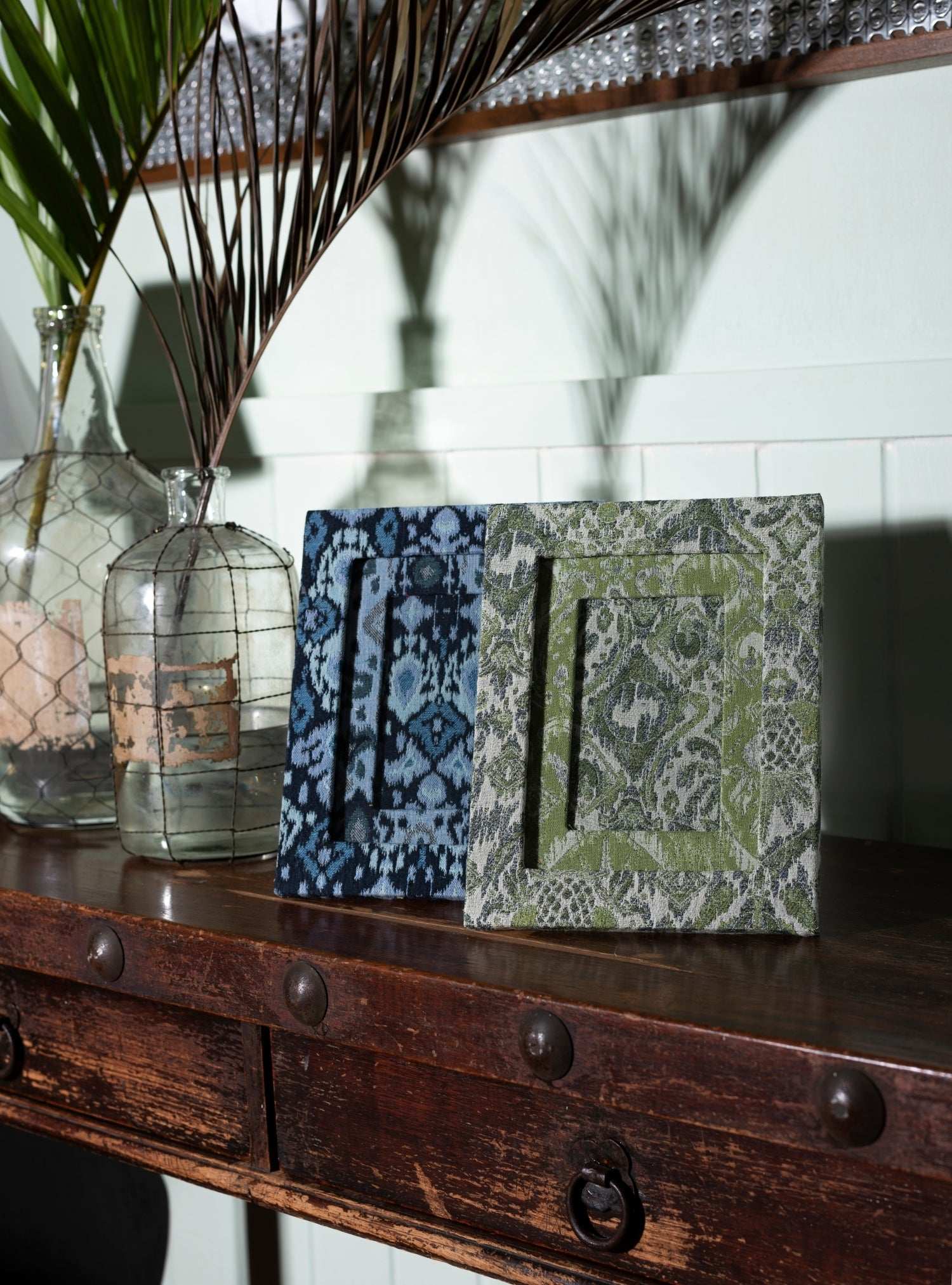 Porta-retrato Ikat Tropical Verde Jacquard