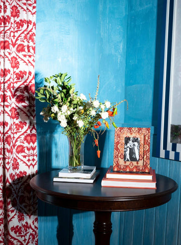 Porta-retrato Ikat Vermelho Jacquard