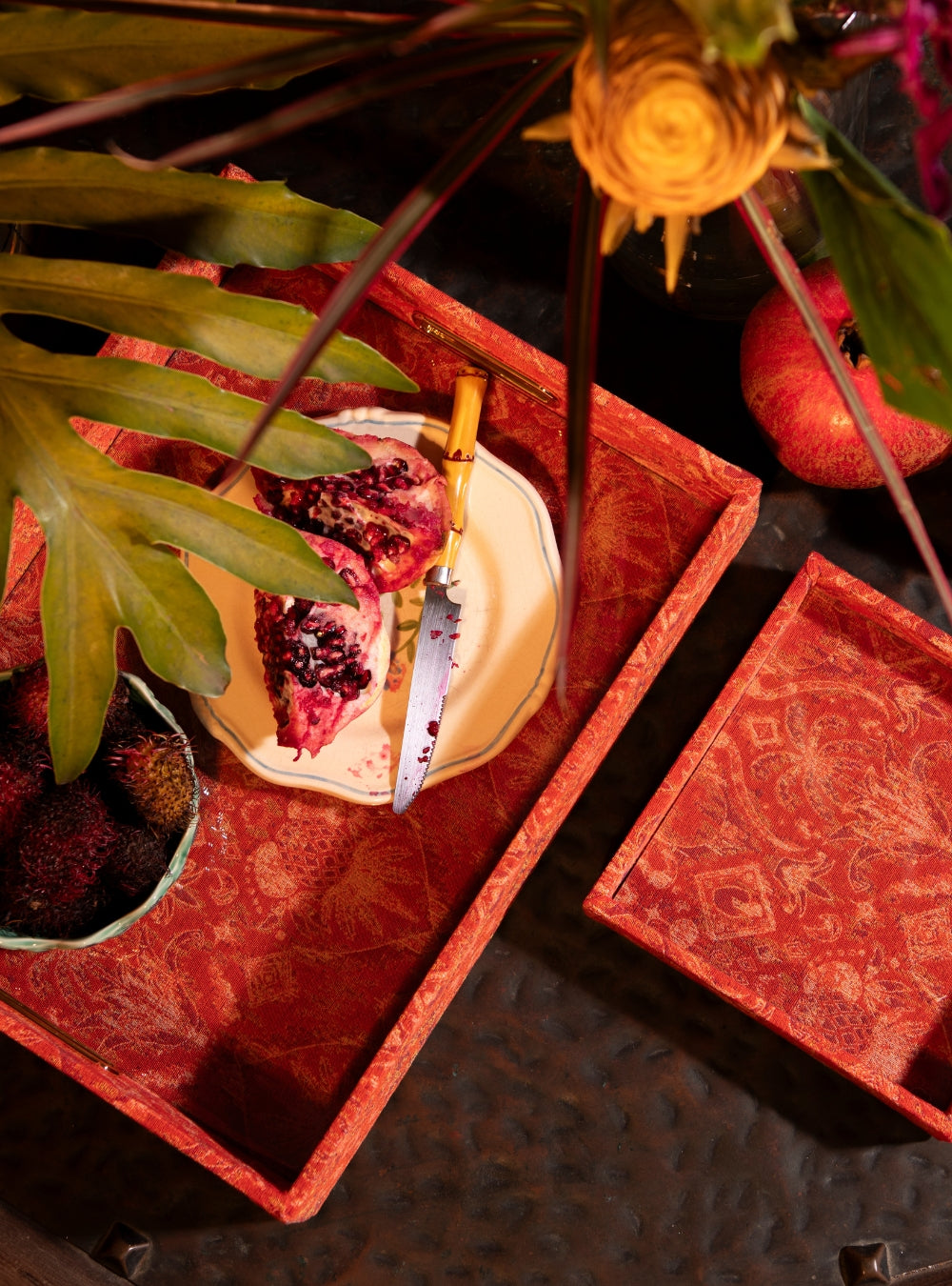 Bandeja Ikat Tropical Laranja Jacquard