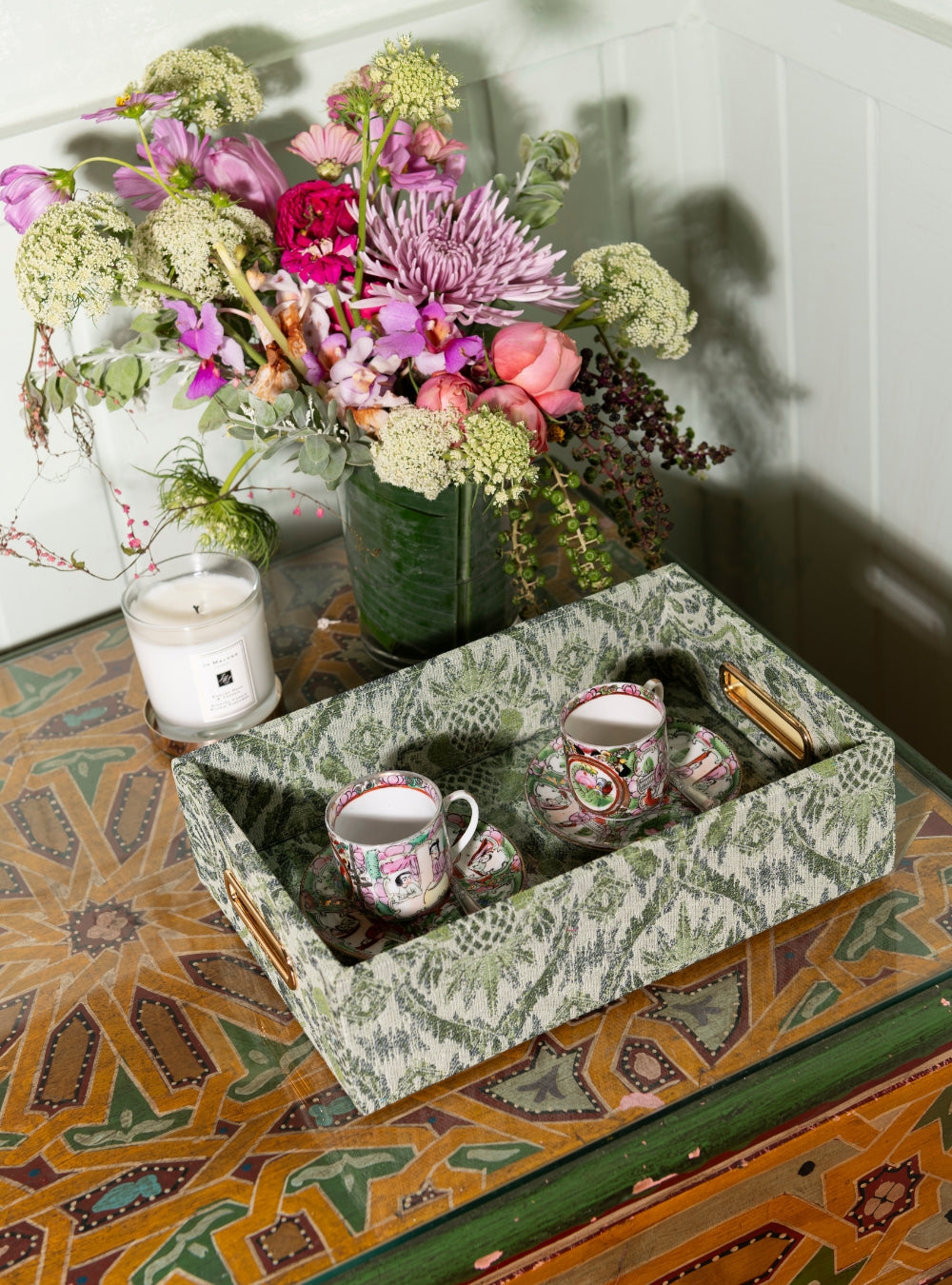 Bandeja Ikat Tropical Verde Jacquard