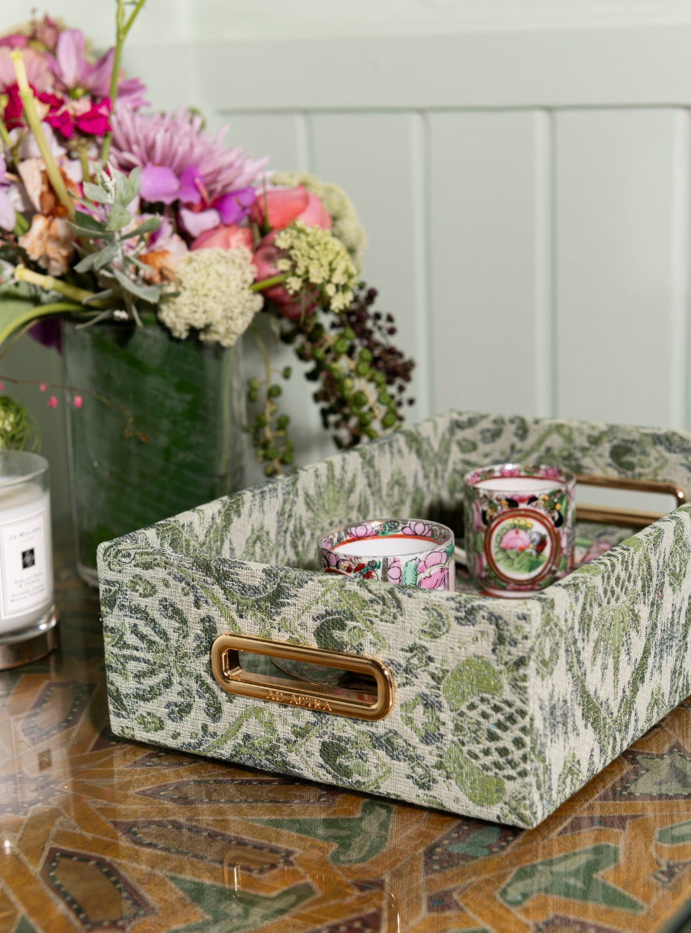 Bandeja Ikat Tropical Verde Jacquard