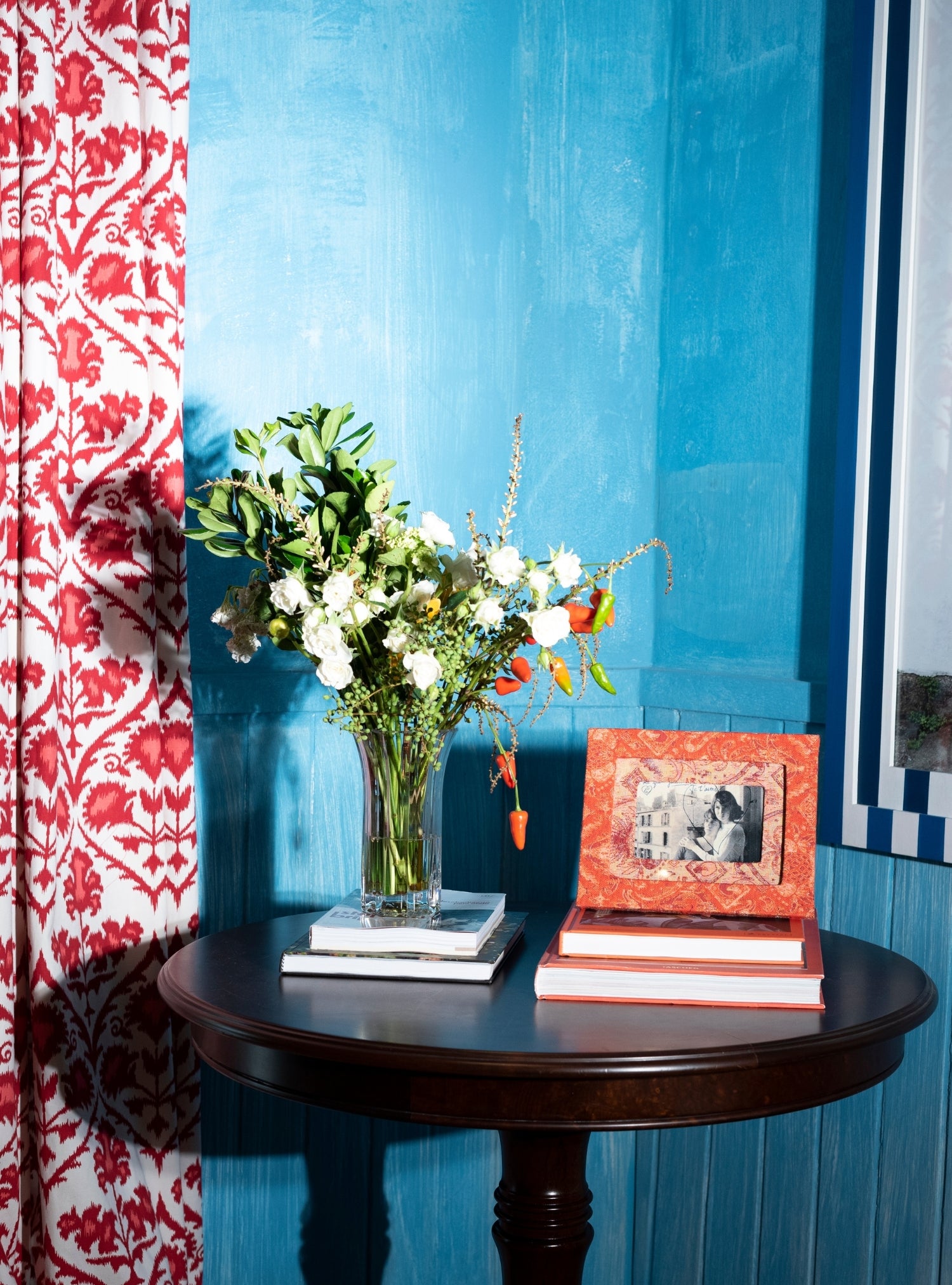 Porta-retrato Ikat Tropical Laranja Jacquard