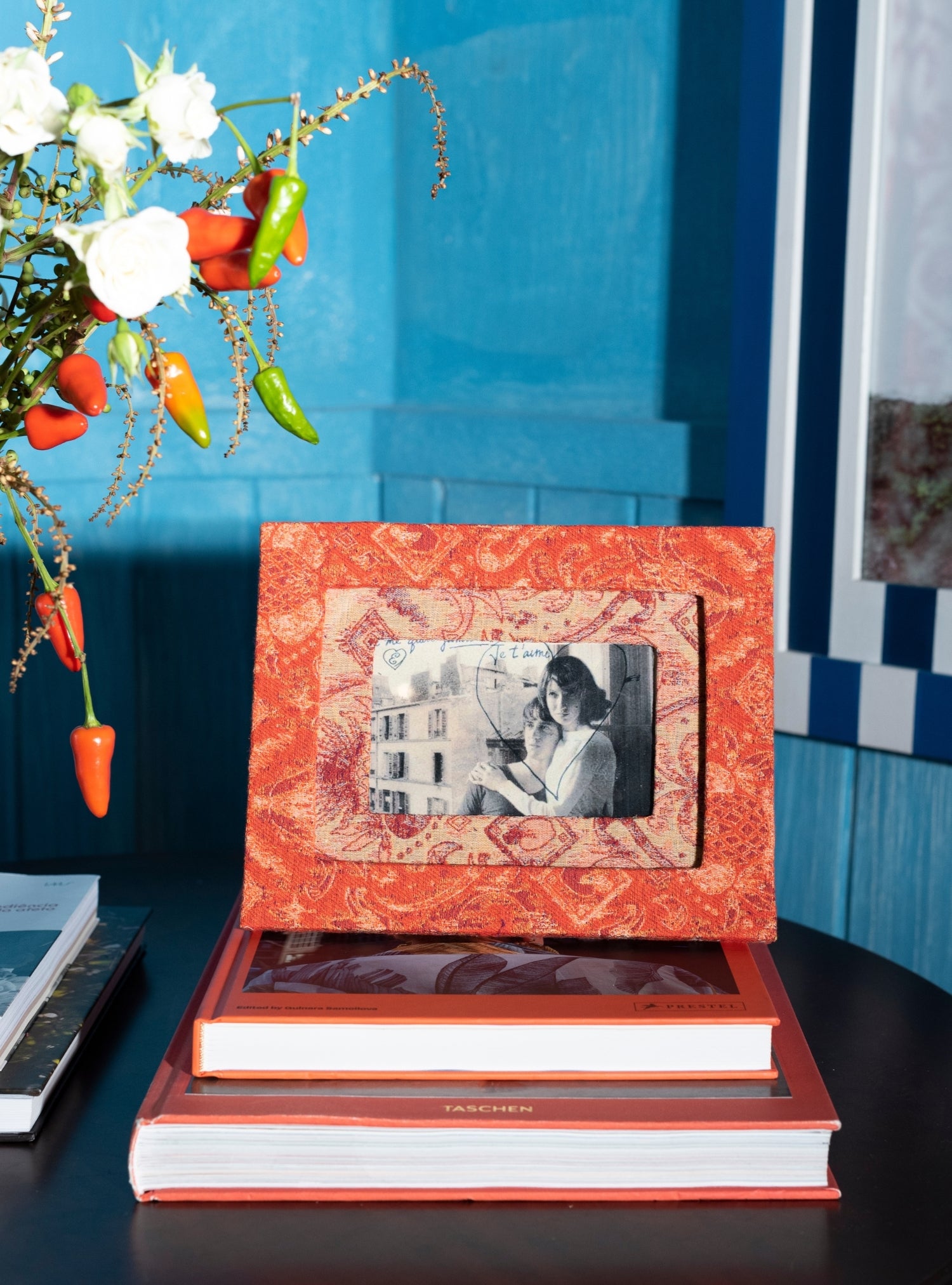Porta-retrato Ikat Tropical Laranja Jacquard