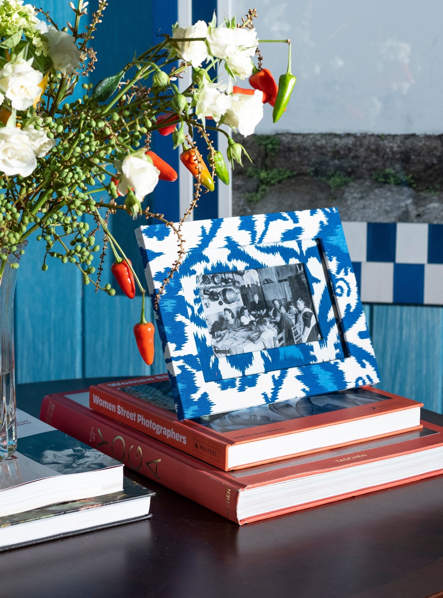 Picture-frame Blue Ikat
