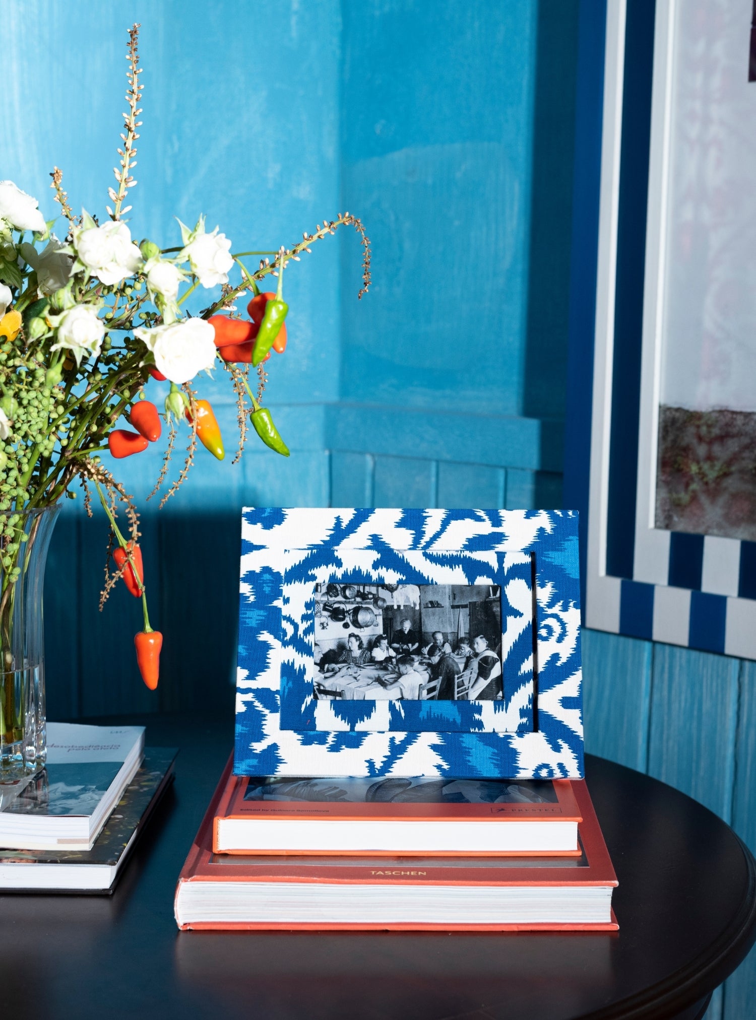 Picture-frame Blue Ikat
