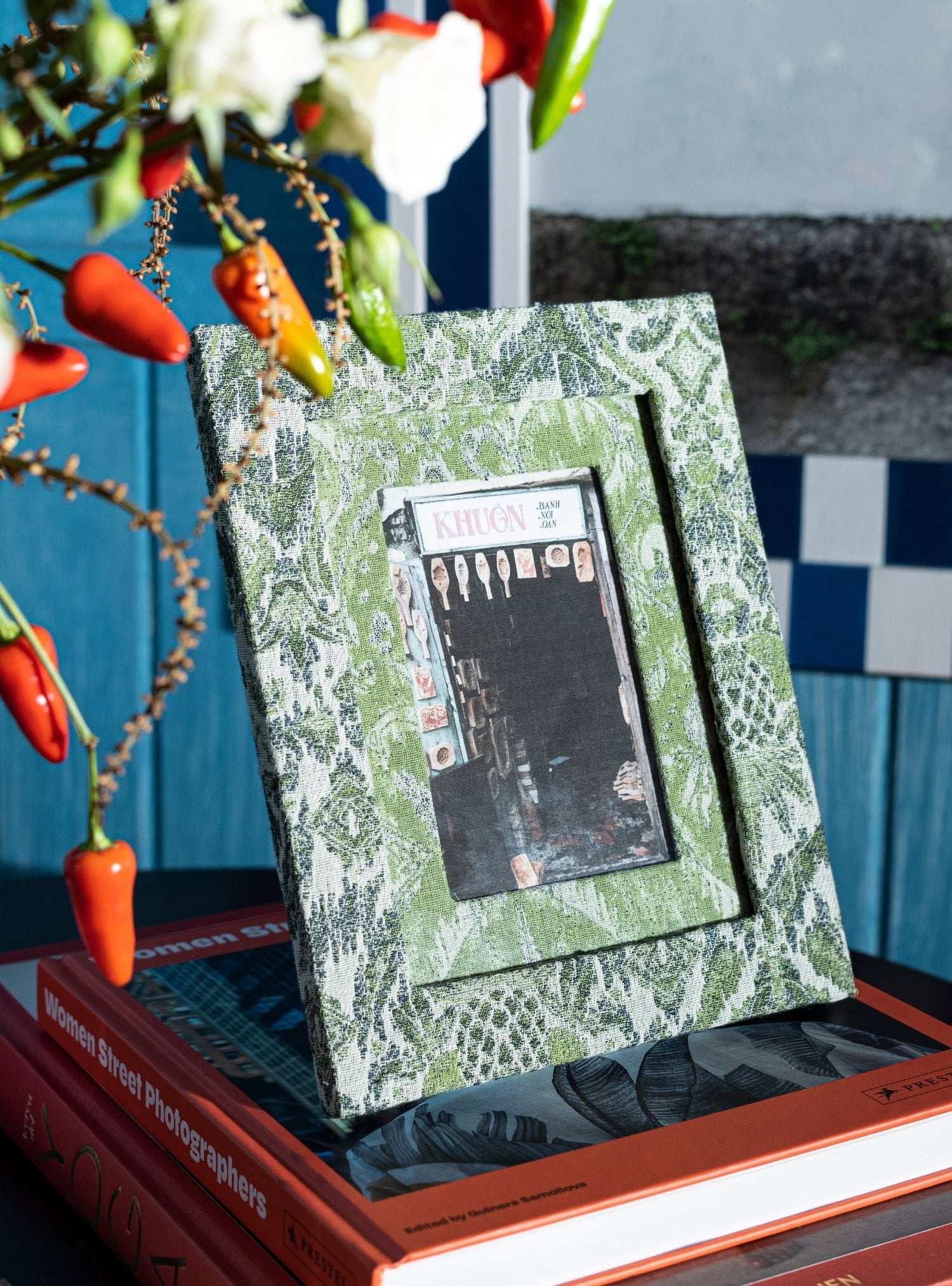 Porta-retrato Ikat Tropical Verde Jacquard