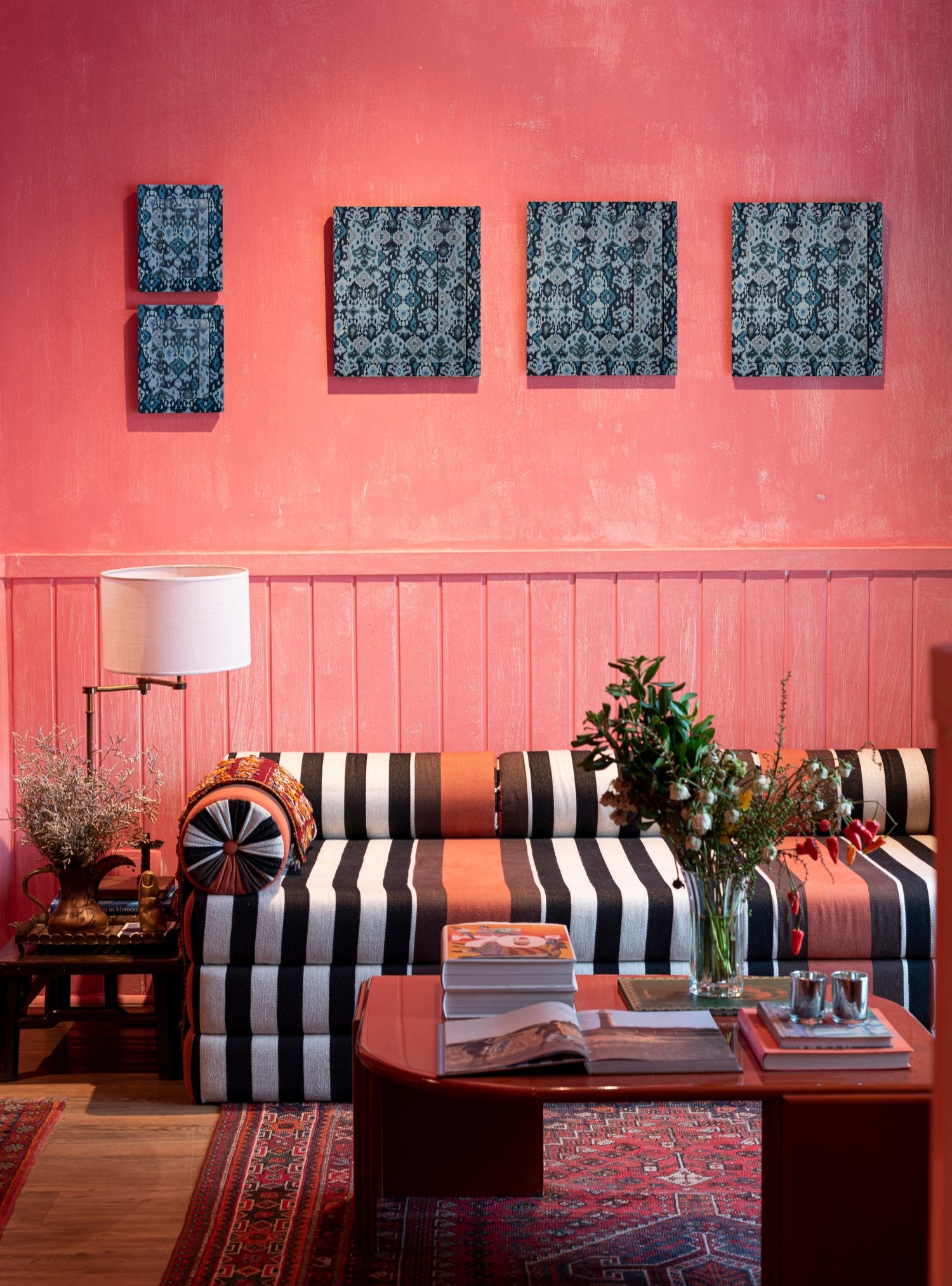 Moldura Ikat Azul Jacquard