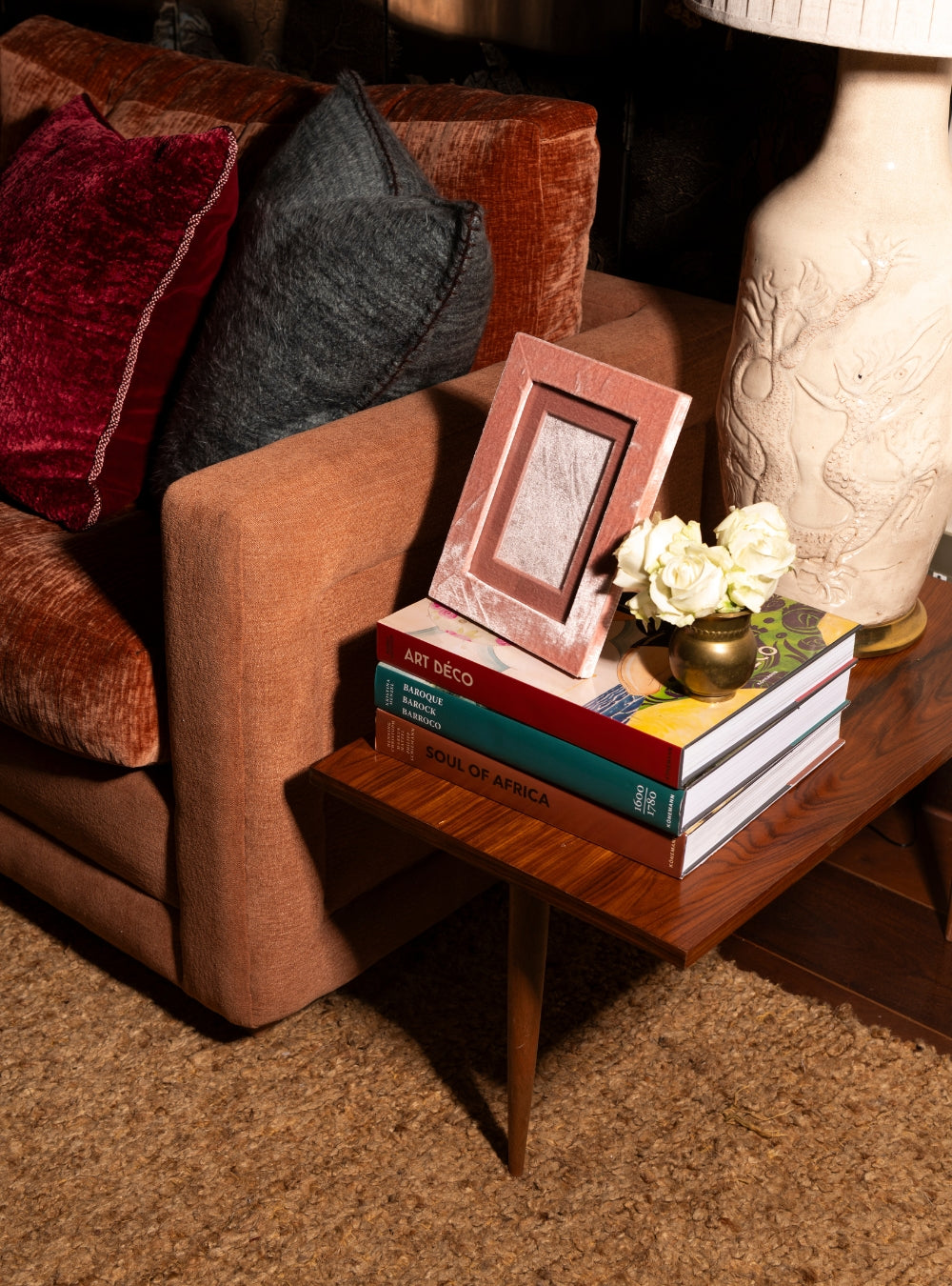 Porta-retrato Veludo Rosa-chá