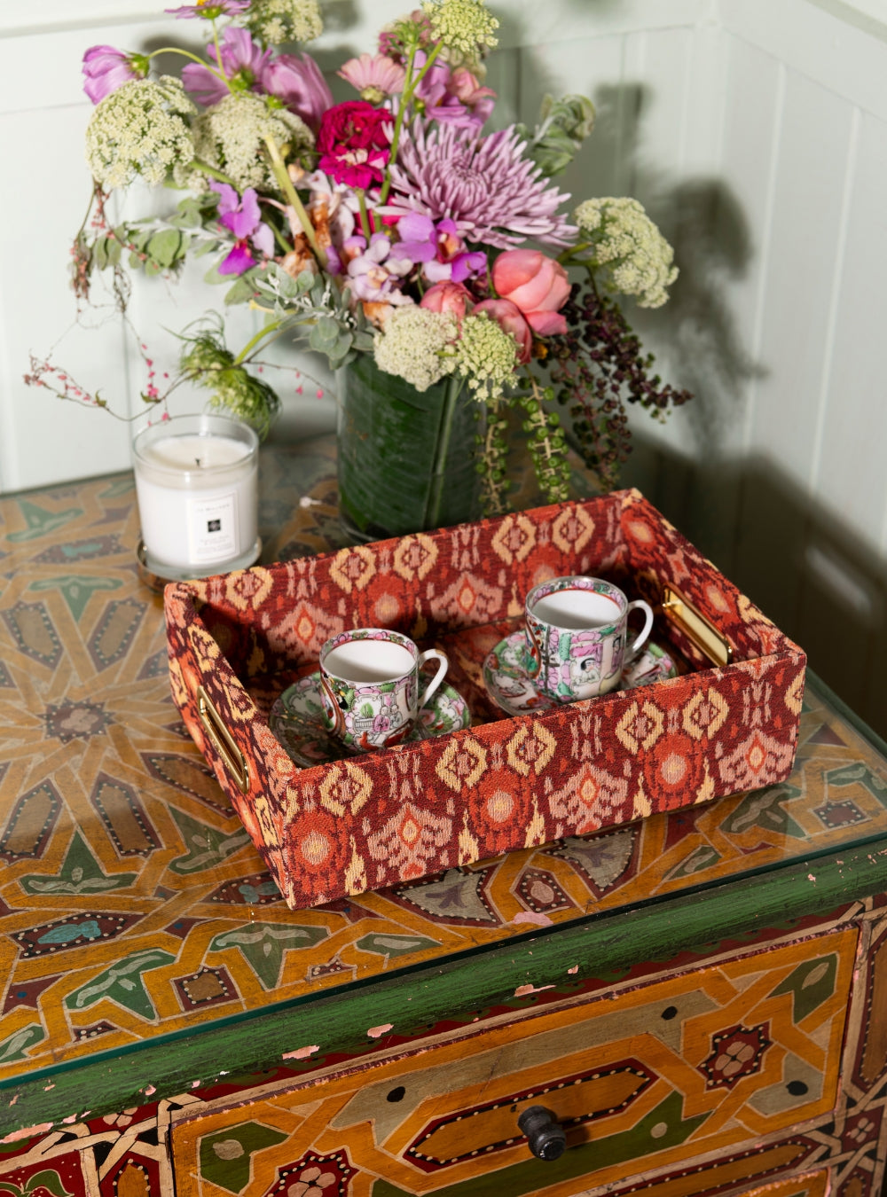 Bandeja Ikat Vermelho Jacquard
