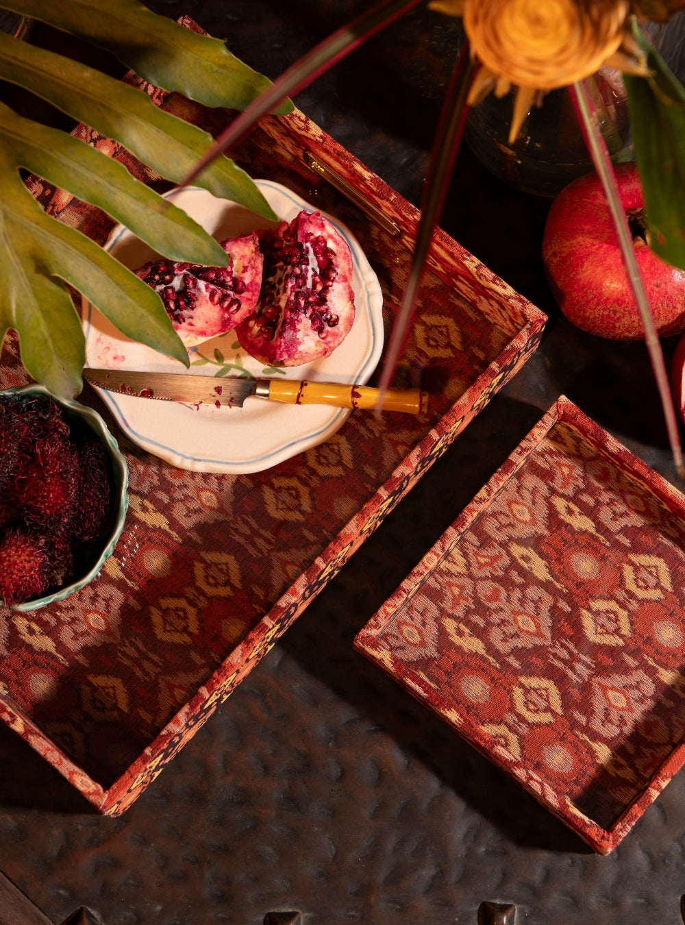 Bandeja Ikat Vermelho Jacquard