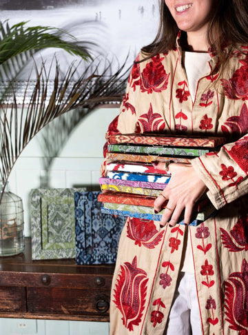 Porta-retrato Ikat Azul Jacquard