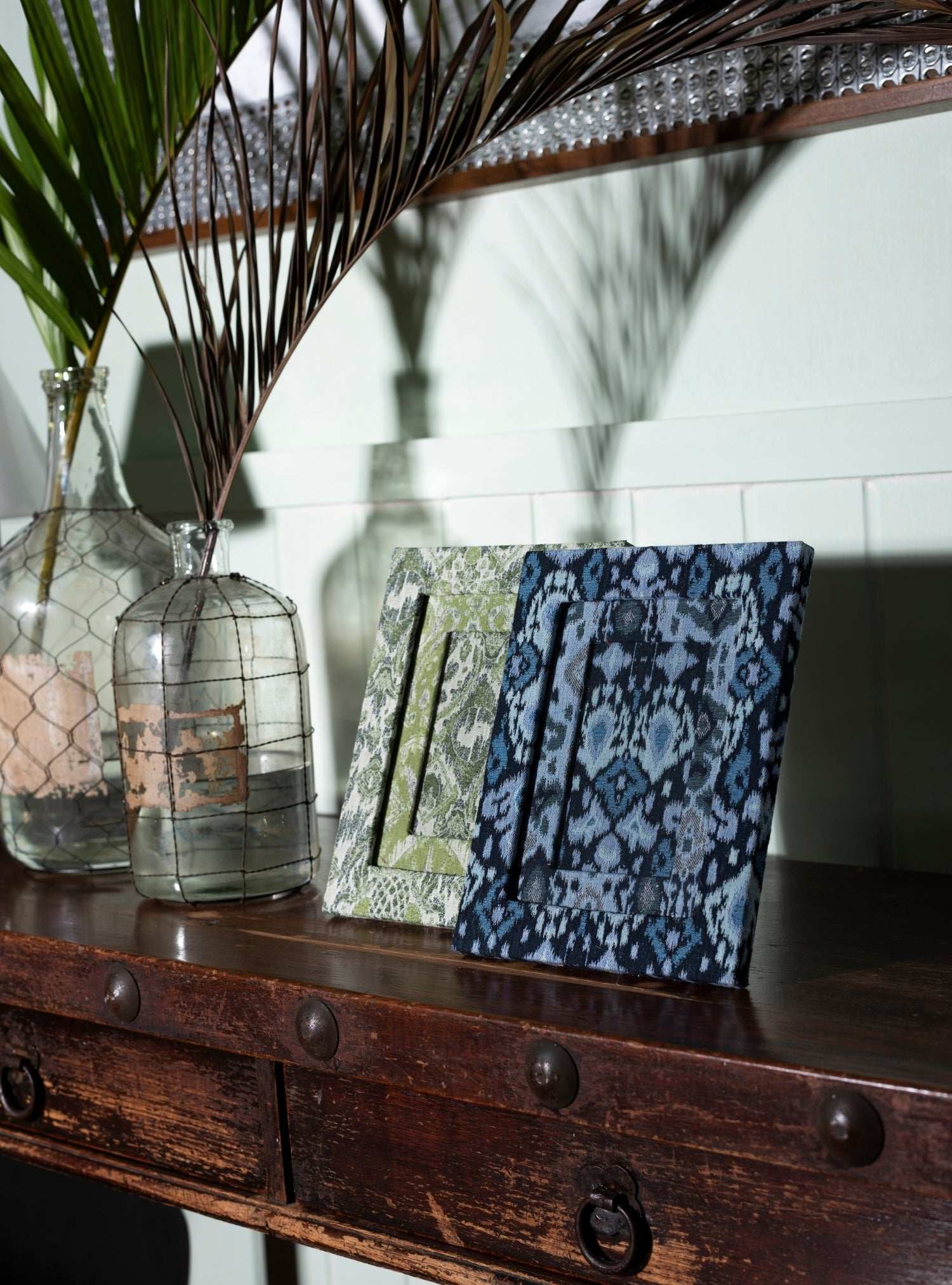 Porta-retrato Ikat Azul Jacquard
