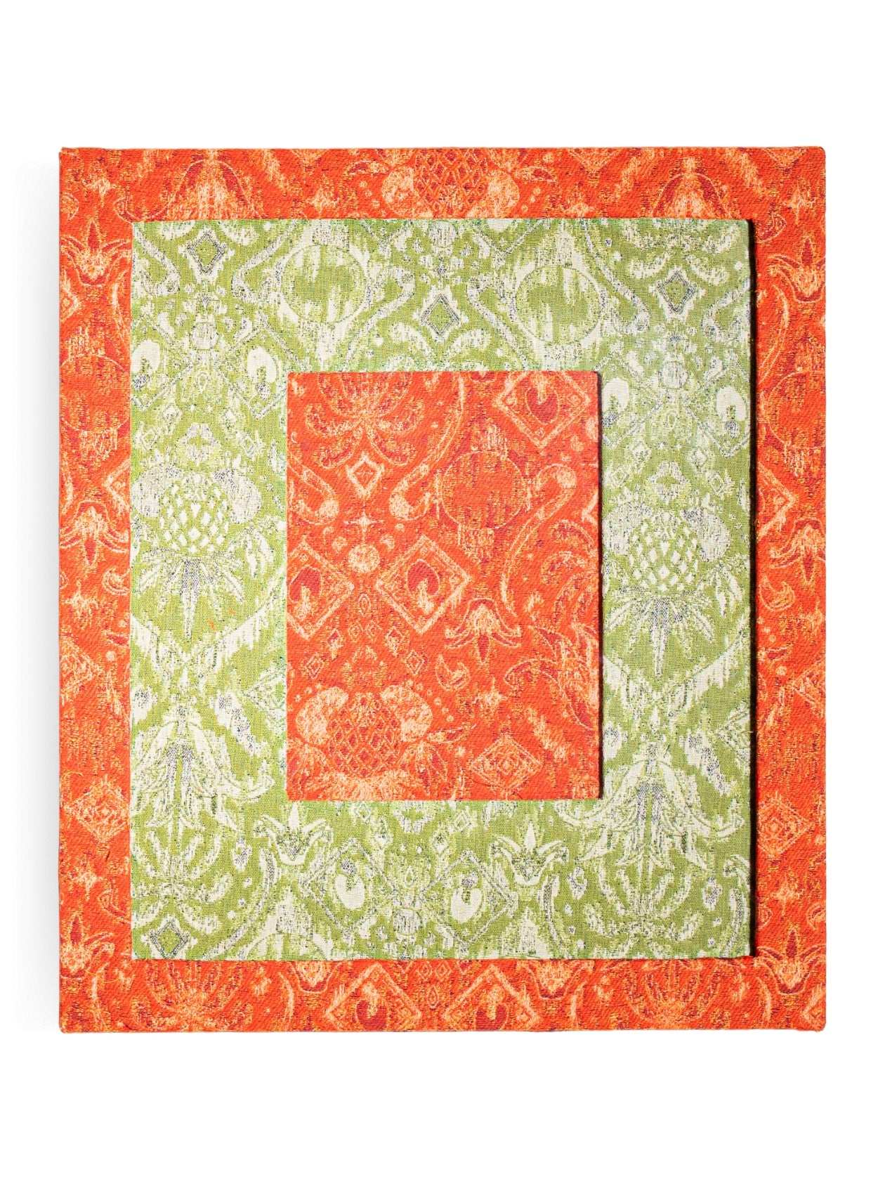 Moldura Ikat Tropical Laranja Jacquard