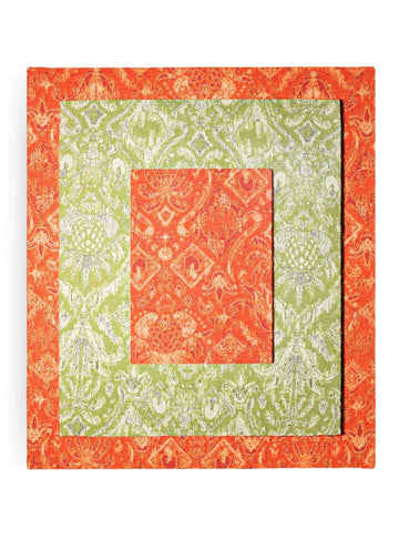 Moldura Ikat Tropical Laranja Jacquard